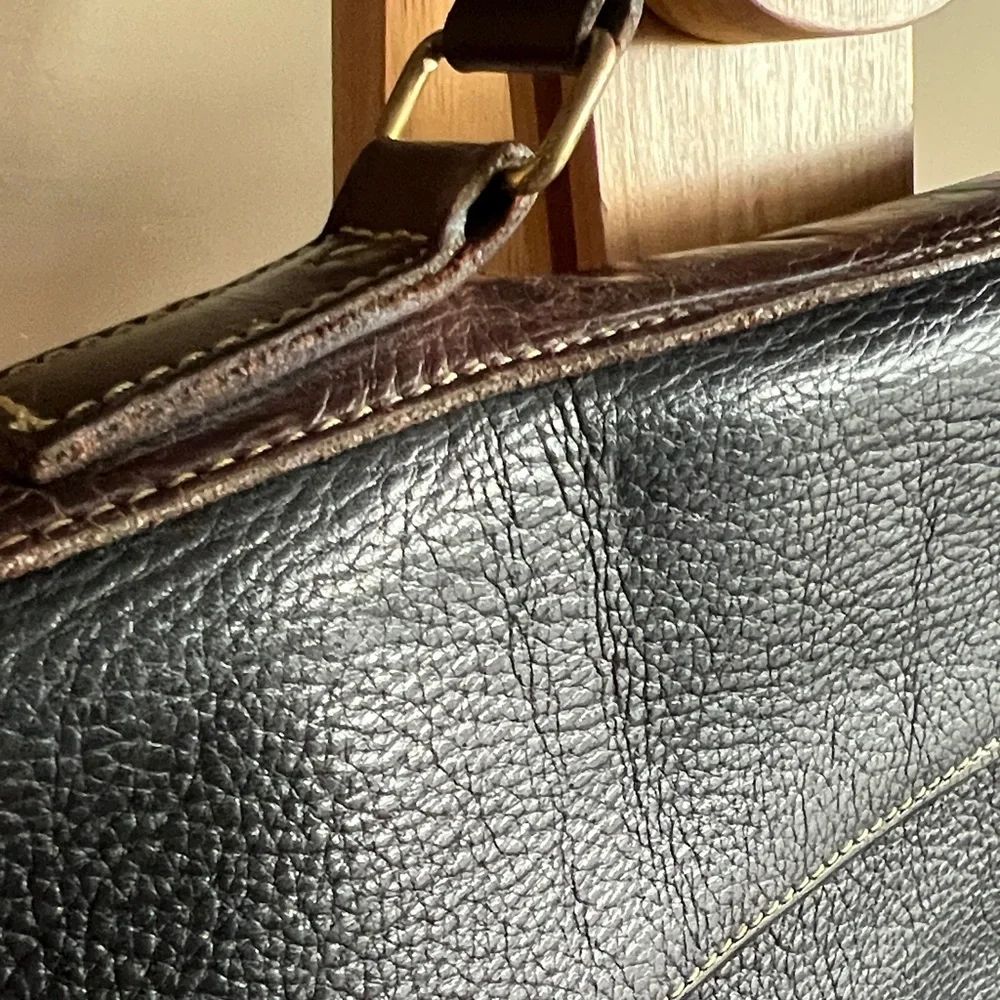 Roots Black and Brown Leather Briefcase